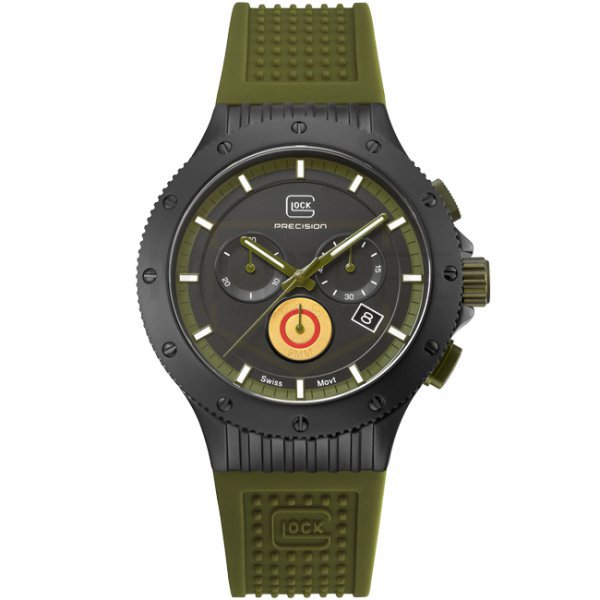 Glock Watch Black Titanium Case & Green Silicone Strap