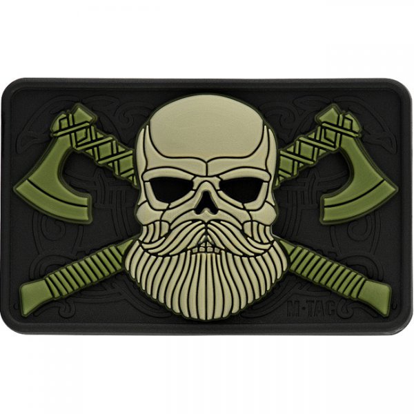 M-Tac Bearded Skull 3D Rubber Patch - Olive