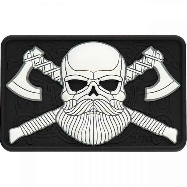 M-Tac Bearded Skull 3D Rubber Patch - White